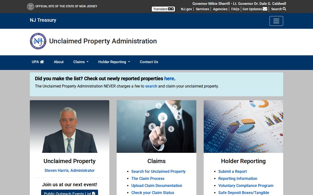 Hudson County neighbors New Jersey unclaimed property name and city search