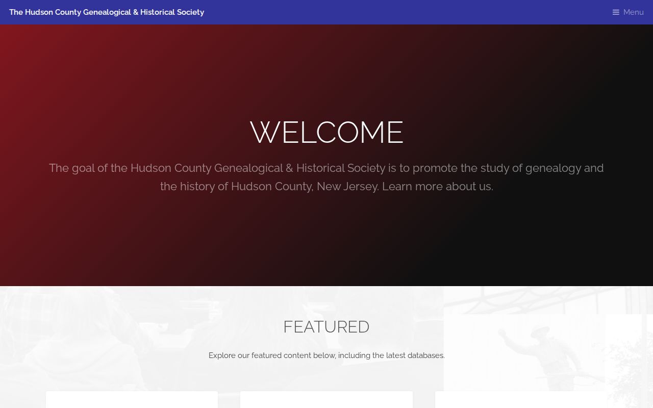 Hudson County previous residents historical and genealogical society research homepage